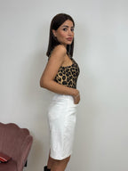 Body Leopardato Scollo Rettangolare