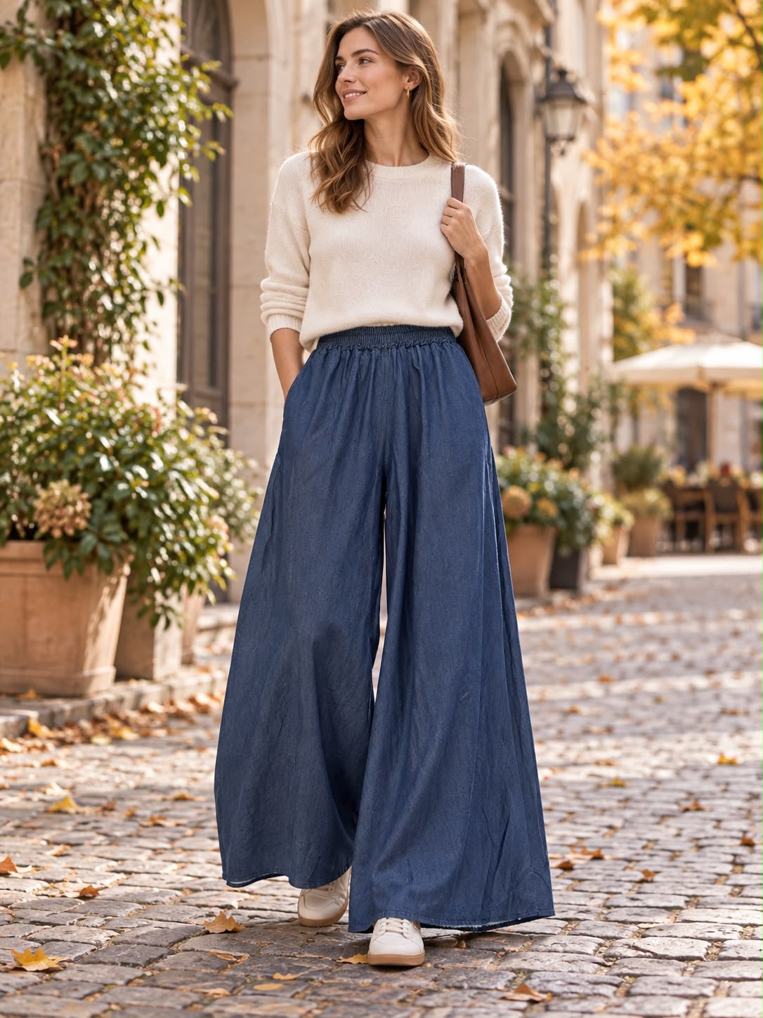 Pantagonna  Palazzo Denim Elasticizzato
