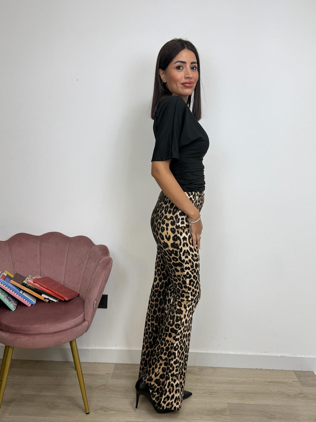 Pantalone a zampa maculato