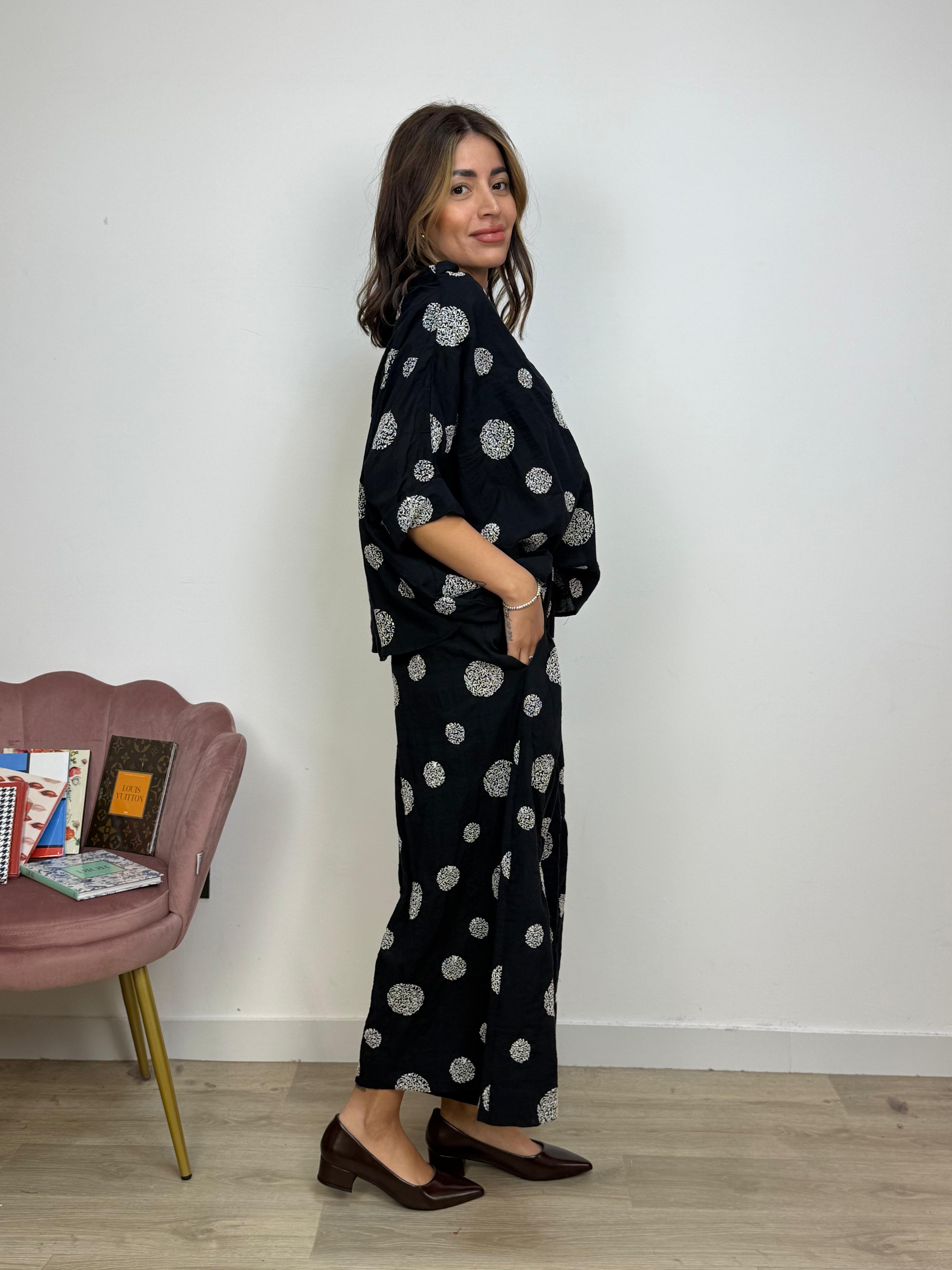 Pantalone Pois Ricamato Foderato Wendy Trendy