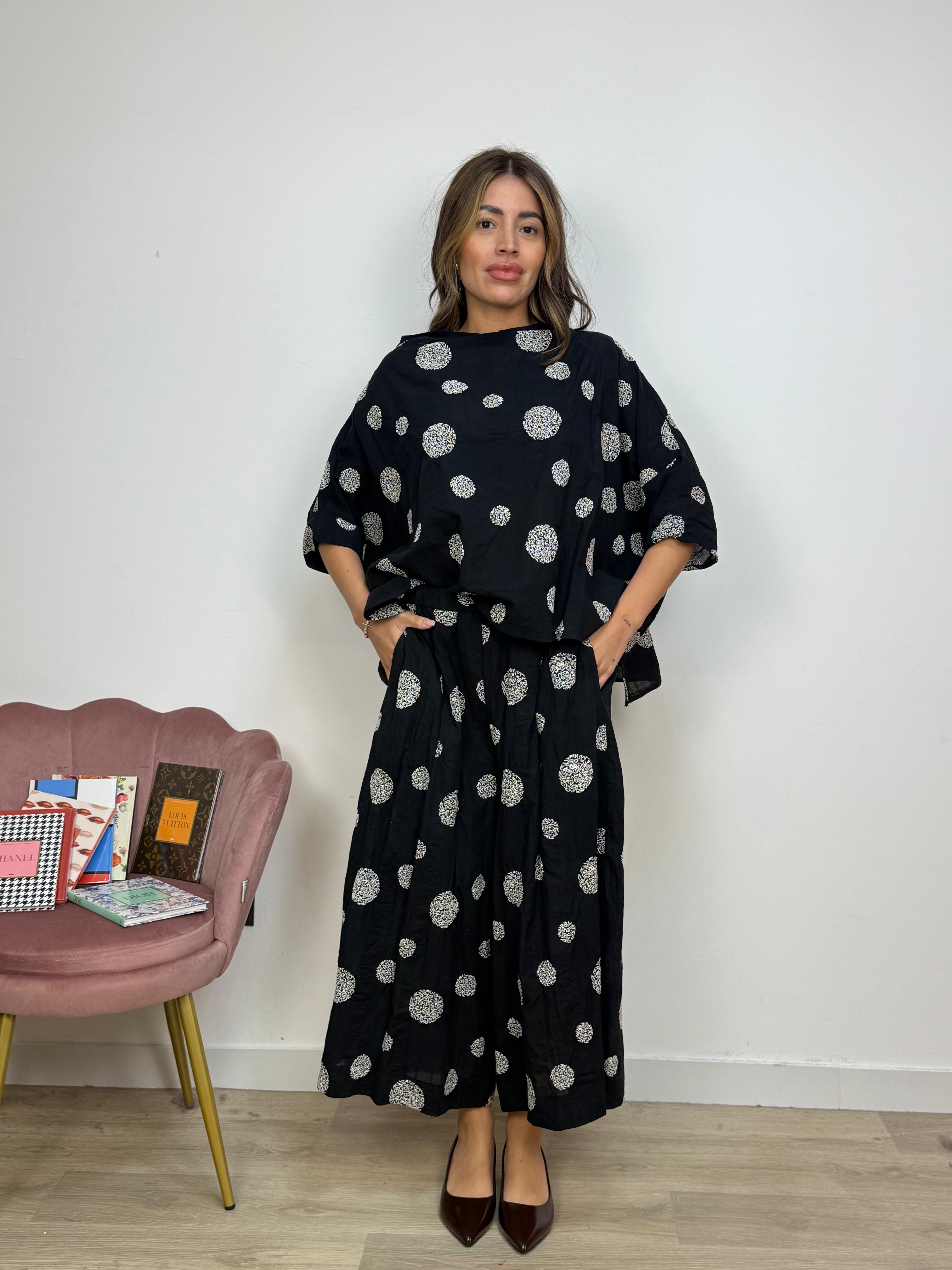 Pantalone Pois Ricamato Foderato Wendy Trendy