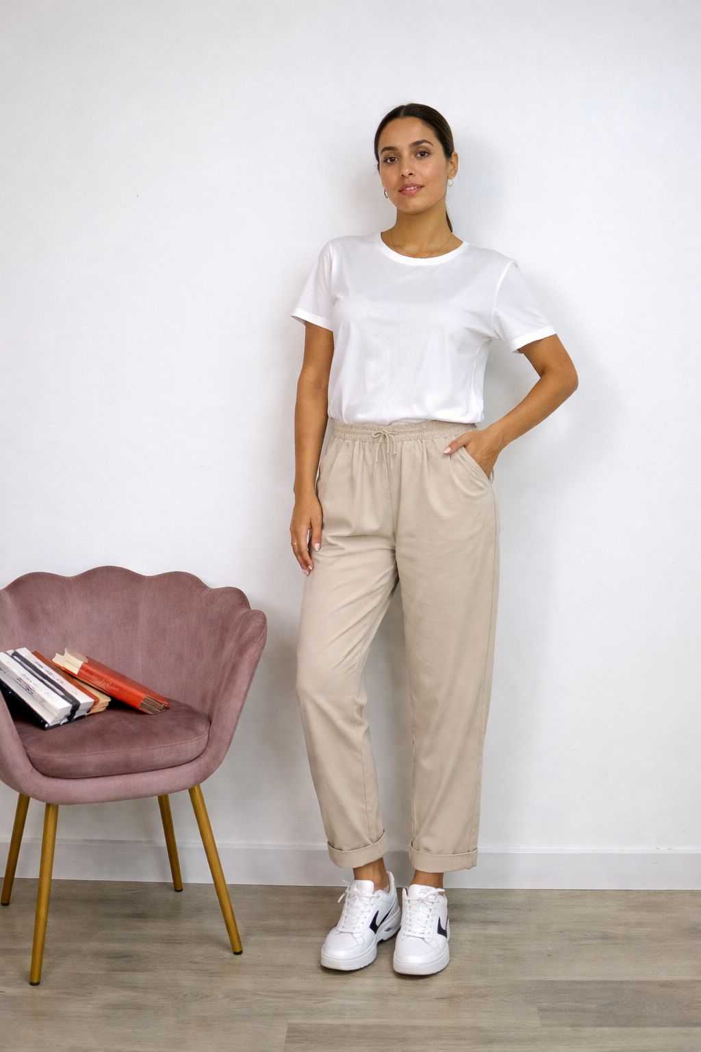 Pantalone Elasticizzato a Pieghe