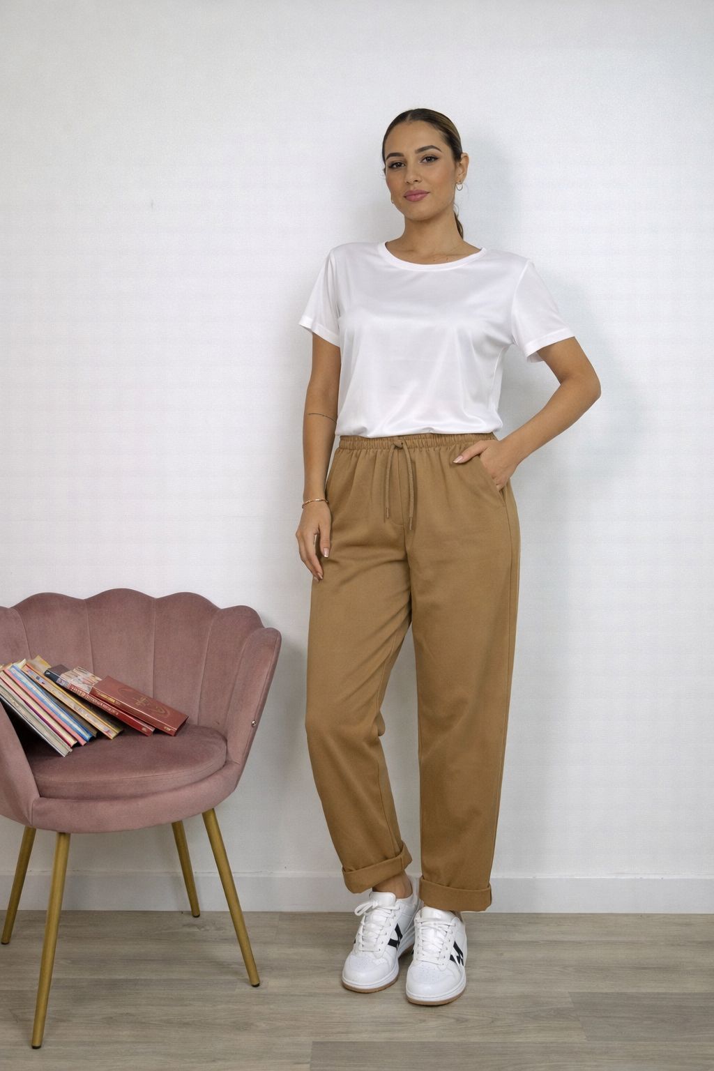 Pantalone Elasticizzato a Pieghe