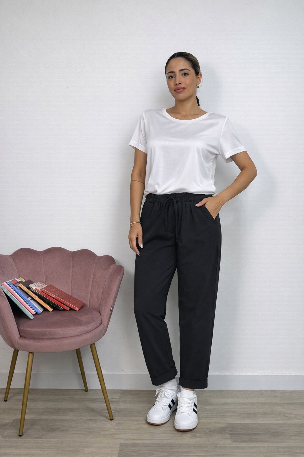 Pantalone Elasticizzato a Pieghe