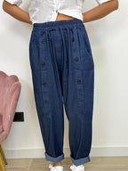 Pantalone Denim Estivo con Bottoni