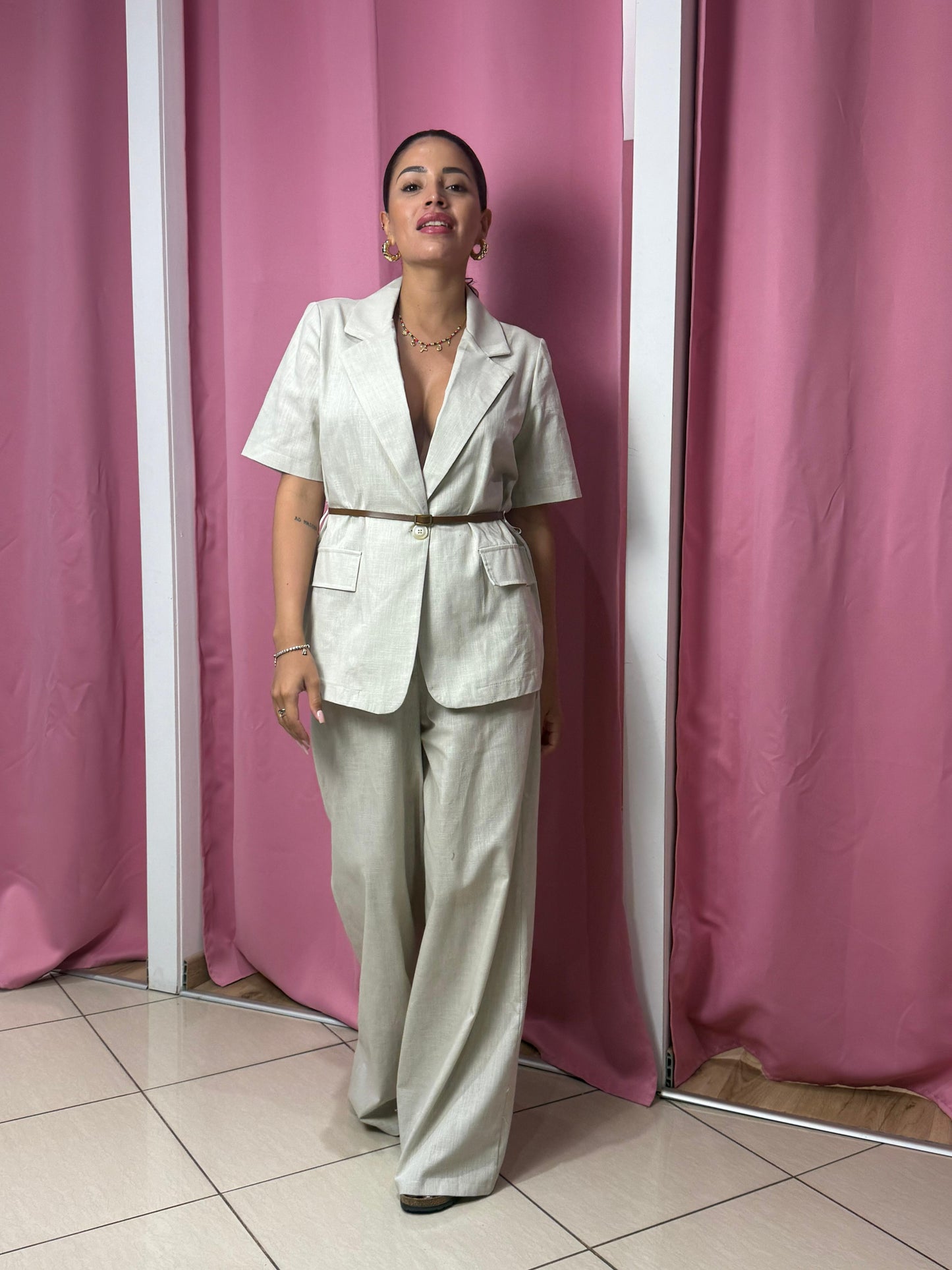 Pantalone a palazzo di lino