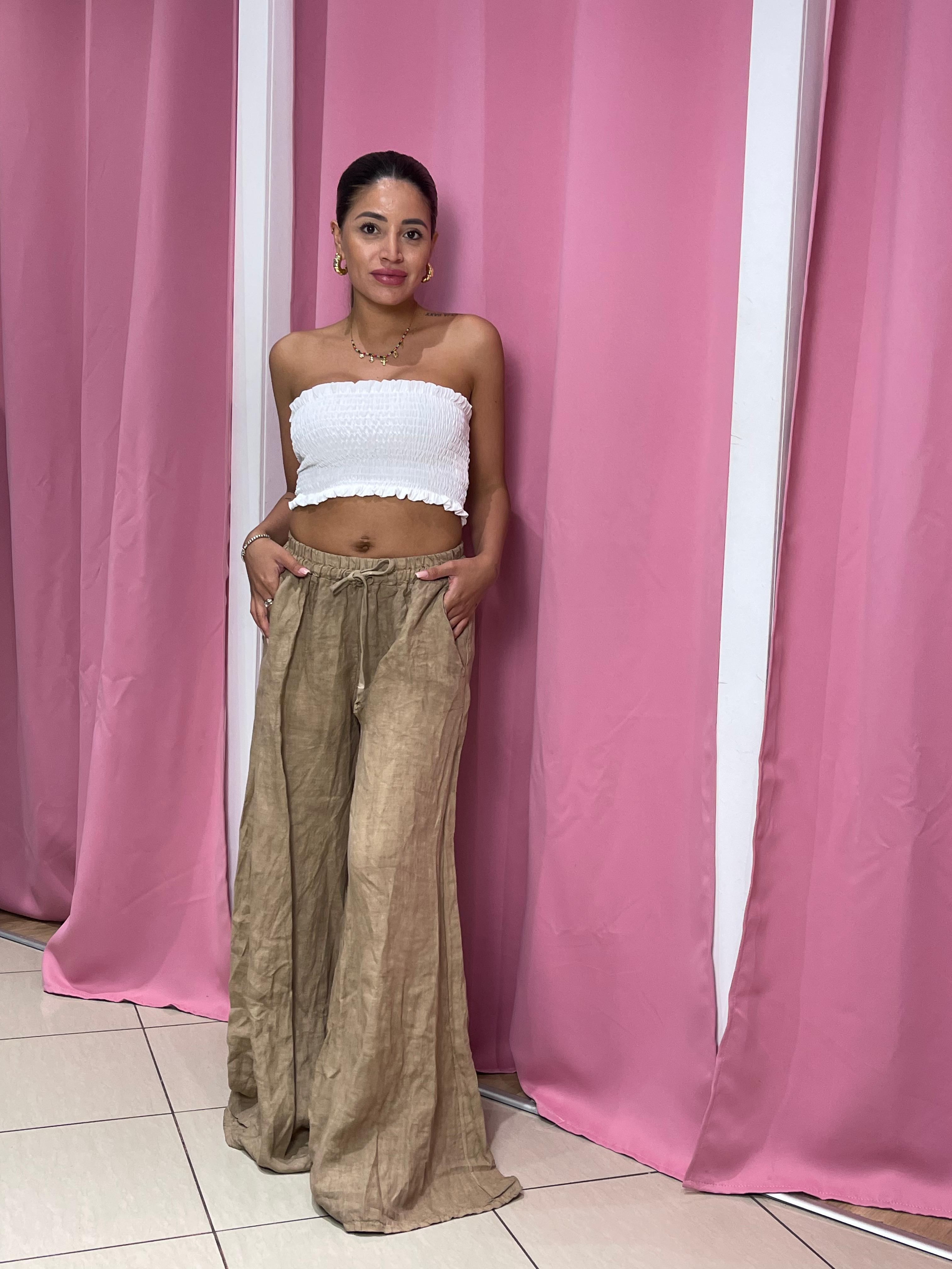Pantalone a palazzo di lino