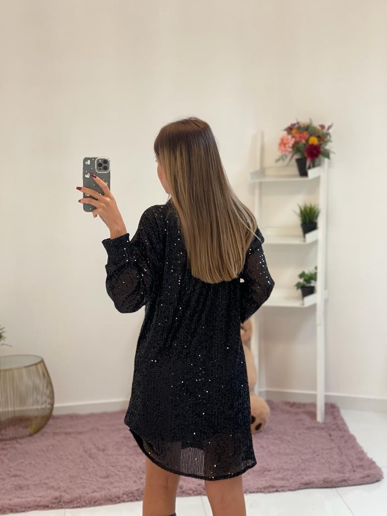 Abito camicia con paillette
