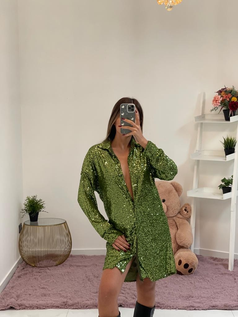 Abito camicia con paillette