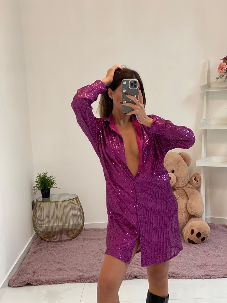 Abito camicia con paillette