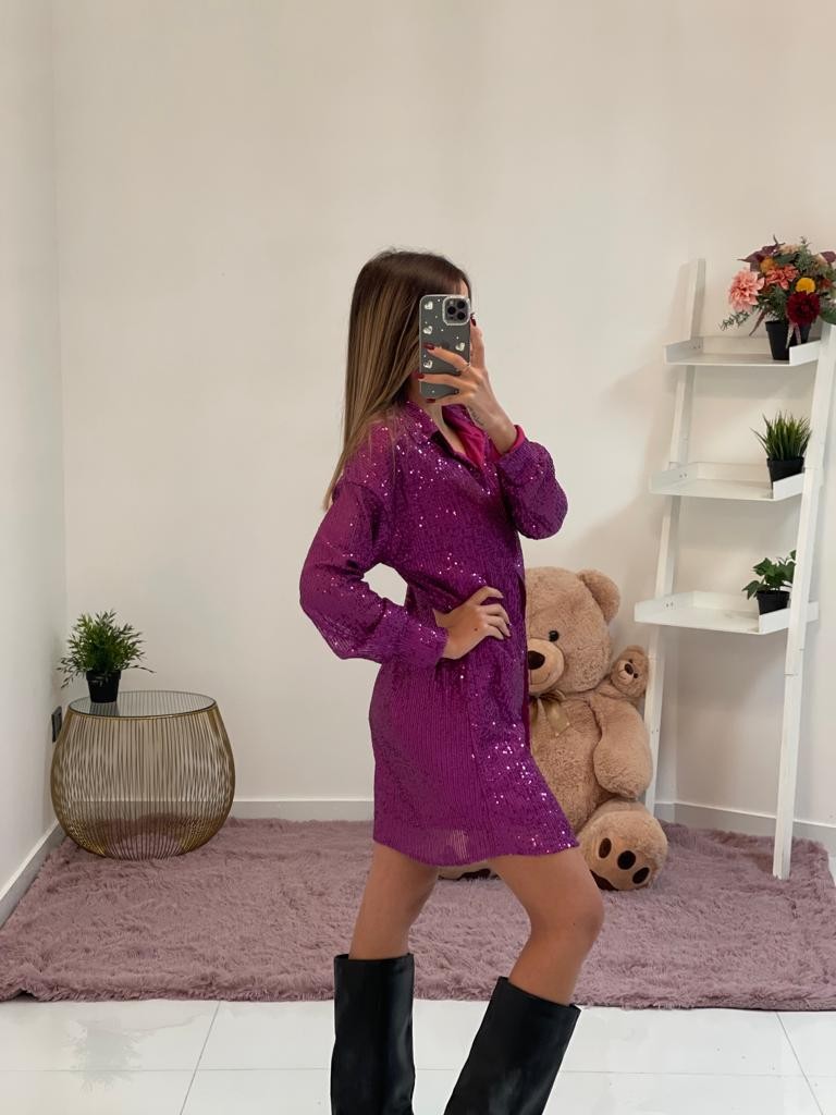 Abito camicia con paillette