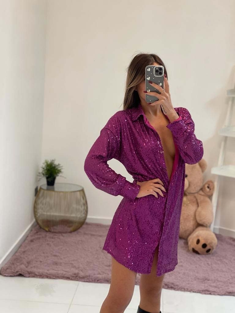 Abito camicia con paillette