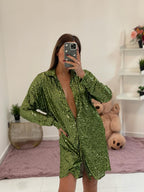 Abito camicia con paillette