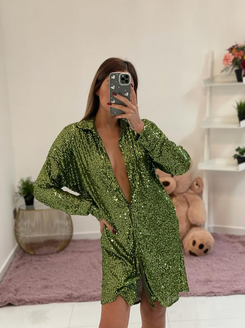 Abito camicia con paillette