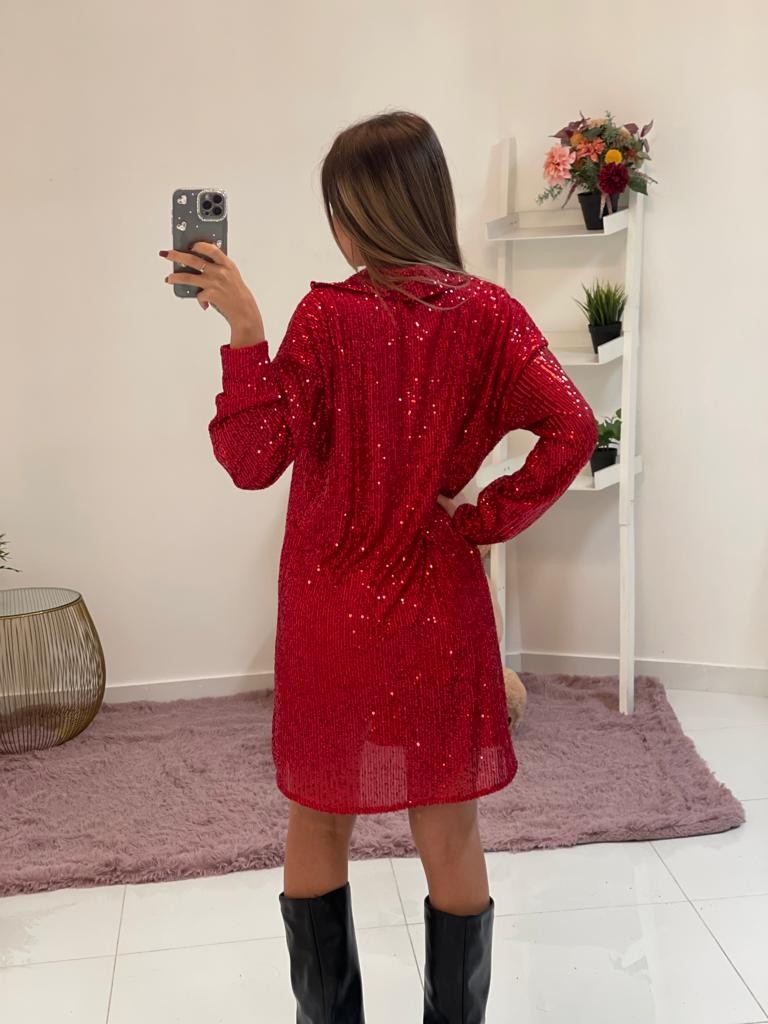 Abito camicia con paillette