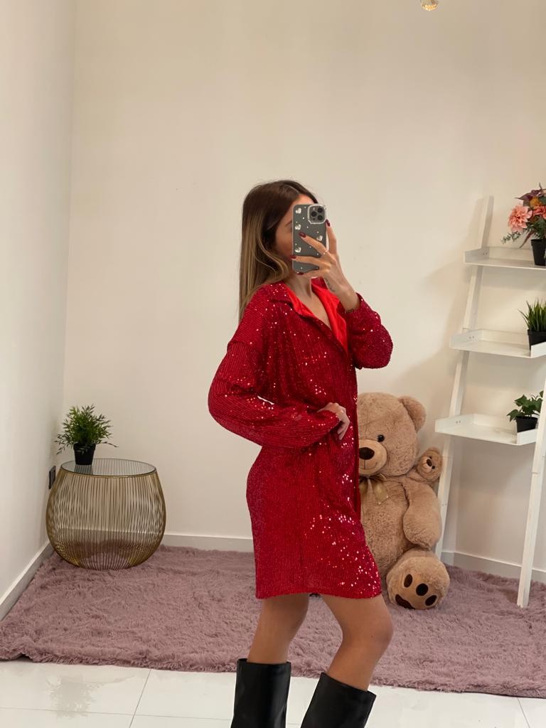 Abito camicia con paillette