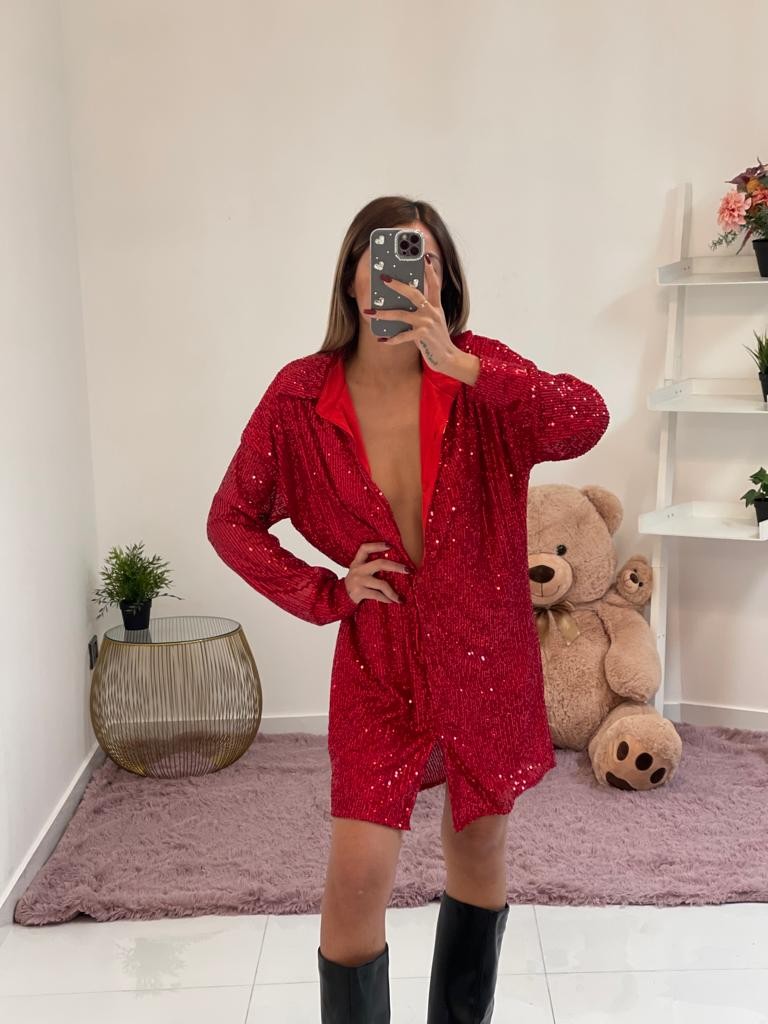 Abito camicia con paillette