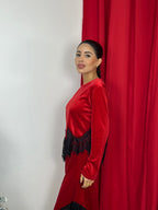 Maglia in ciniglia con pizzo