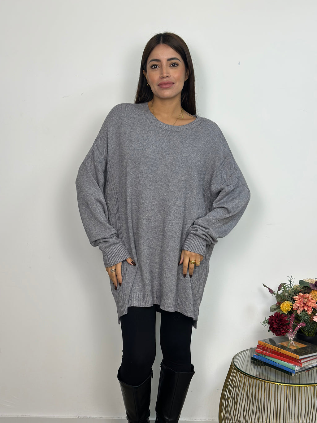 Maglia Over Girocollo Spalle Cadenti