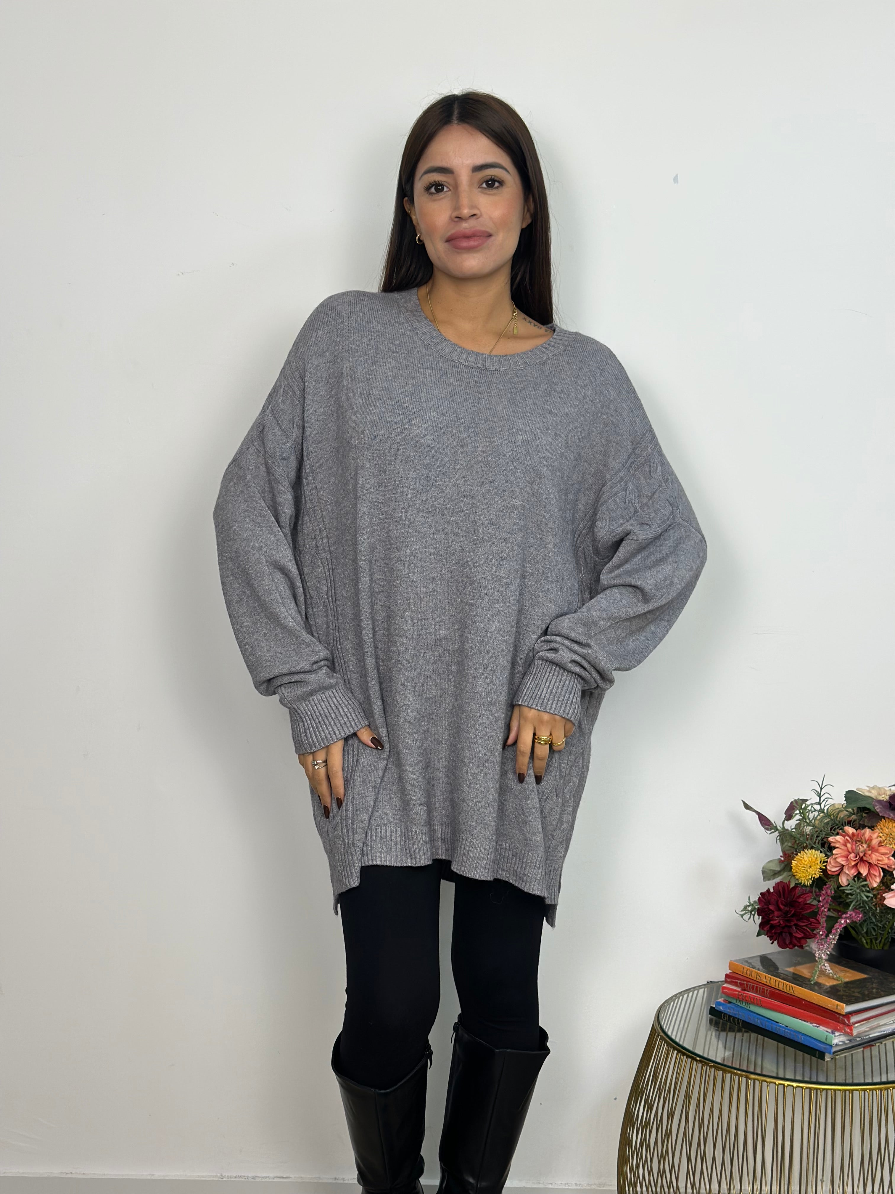 Maglia Over Girocollo Spalle Cadenti