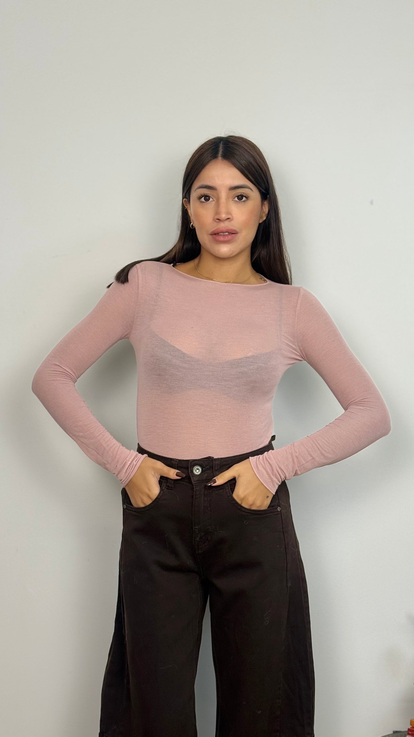 Maglietta girocollo con misto cashmere