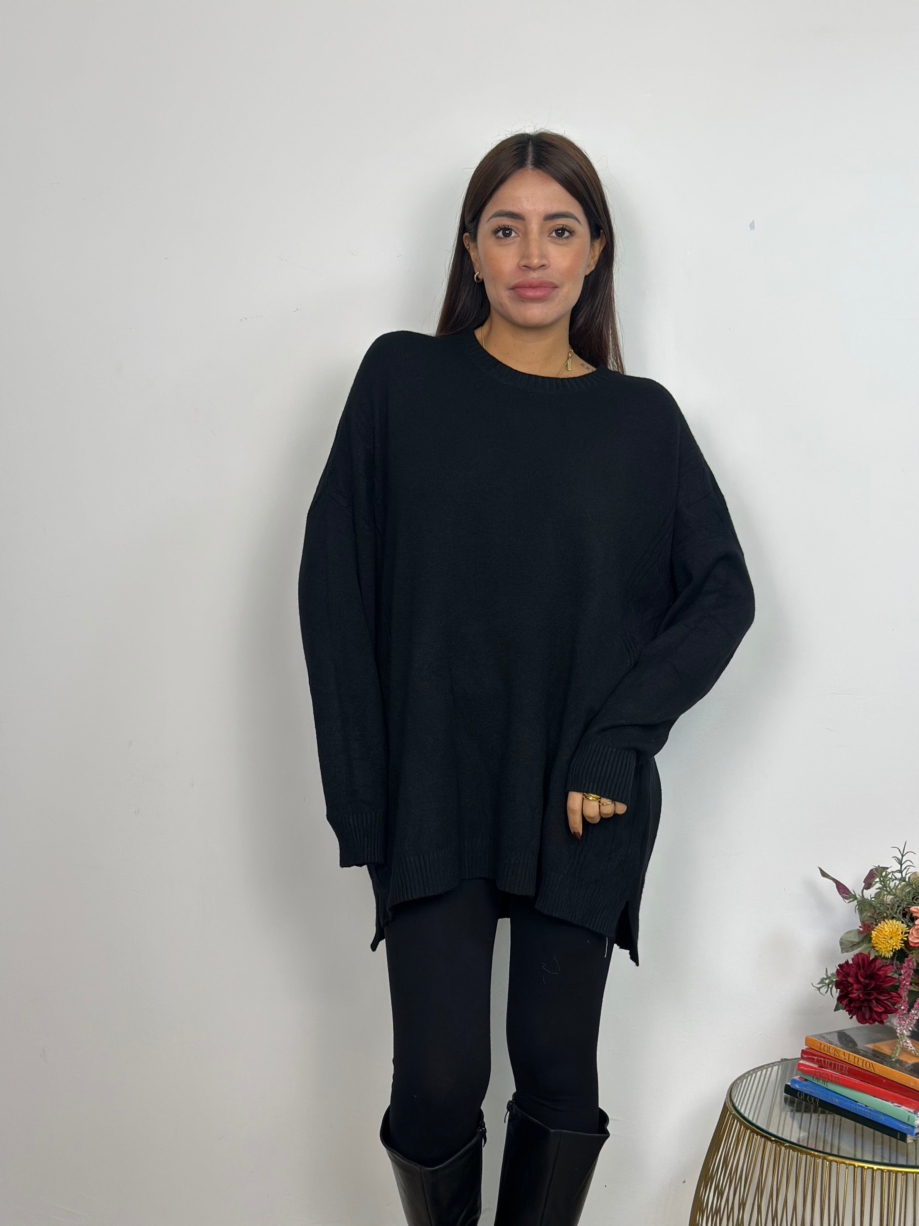 Maglia Over Girocollo Spalle Cadenti