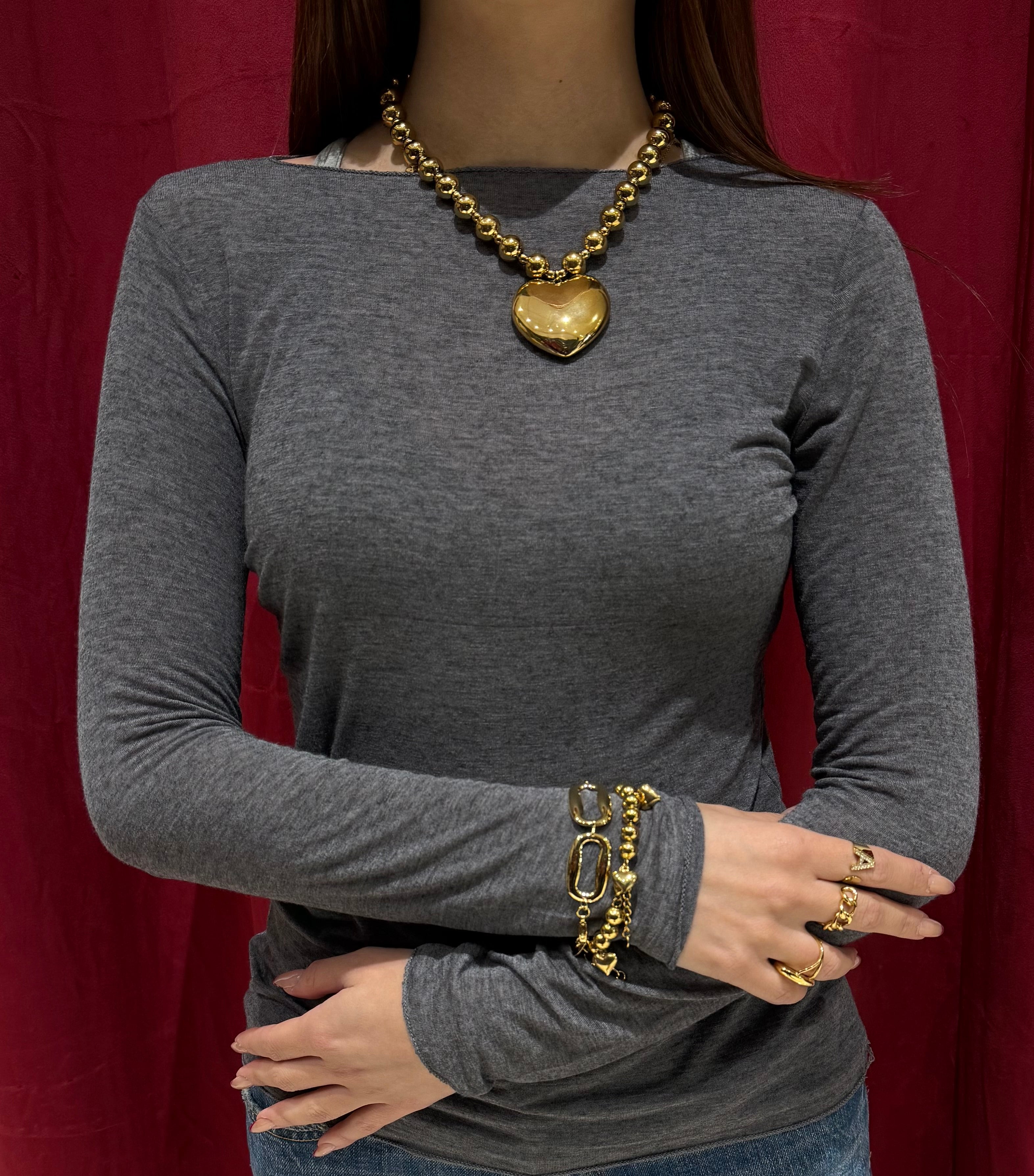 Maglietta girocollo con misto cashmere