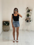 Shorts denim con cuoricini