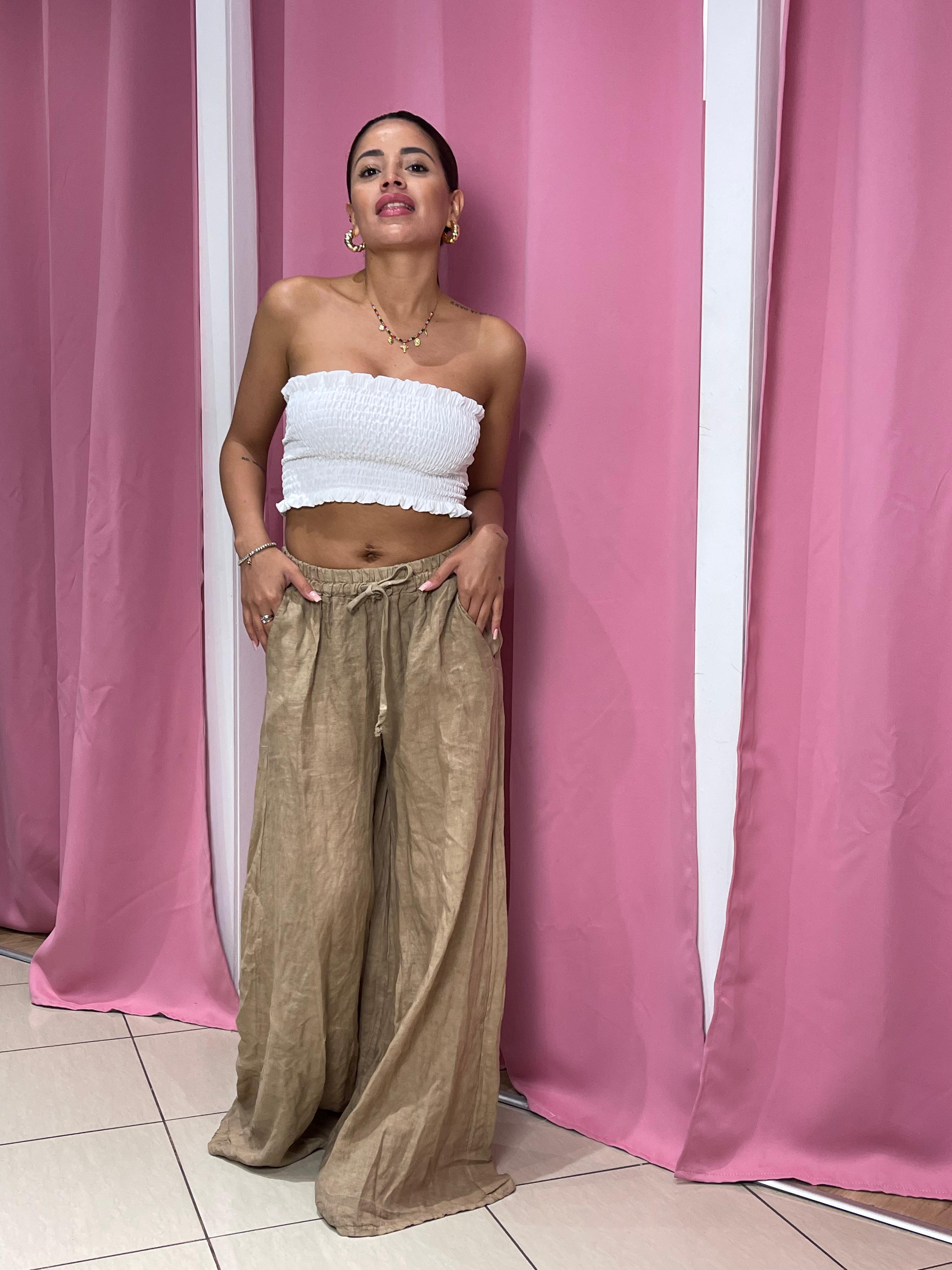 Pantalone a palazzo di lino