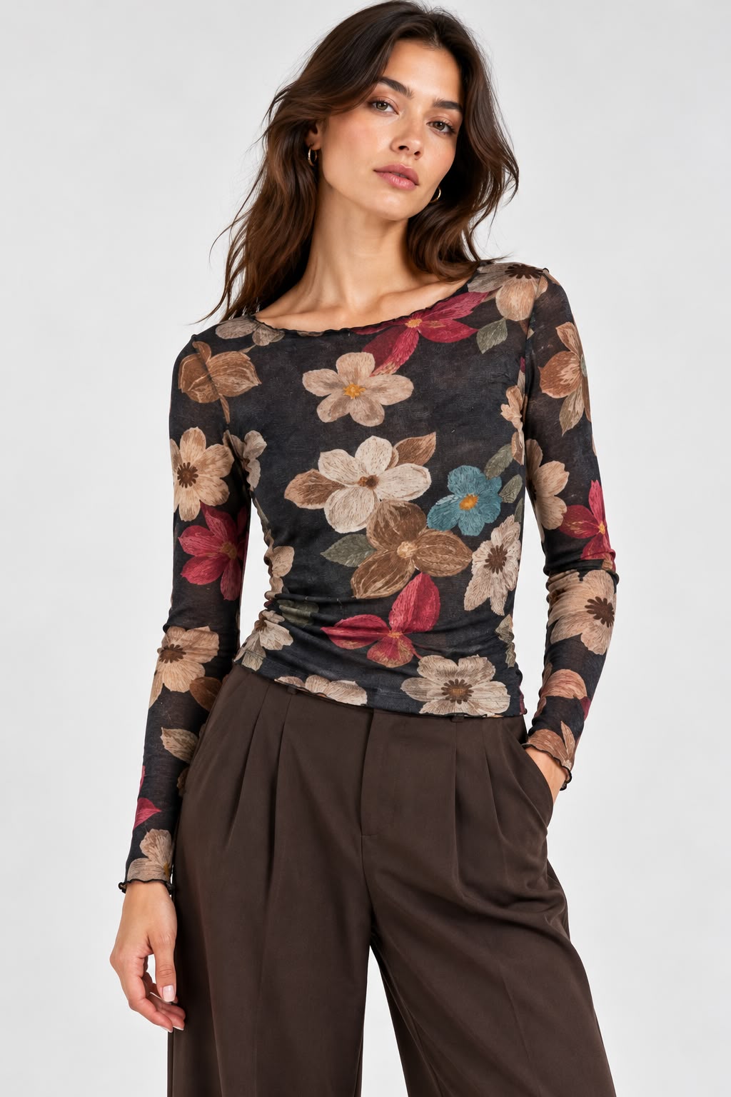Maglia fiori misto cashmere