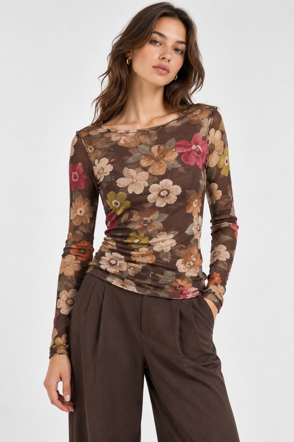 Maglia fiori misto cashmere