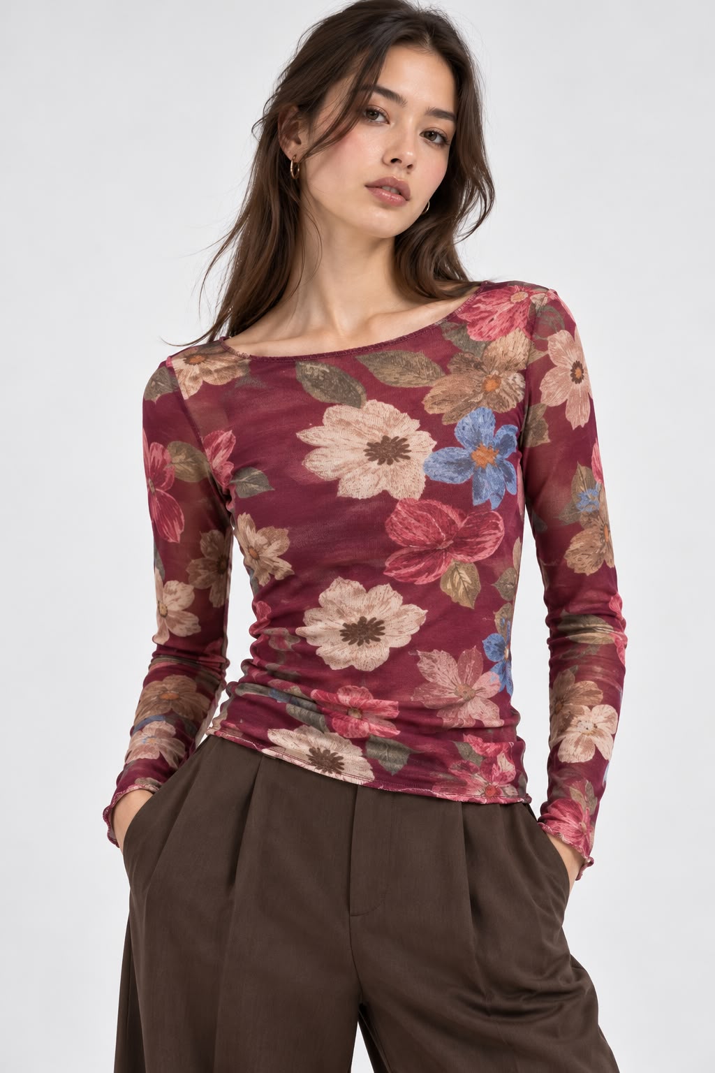 Maglia fiori misto cashmere