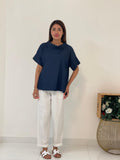 Camicia girocollo denim
