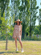 Cappello in paglia con fiocco a pois