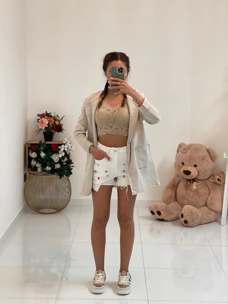 Shorts denim gioiello
