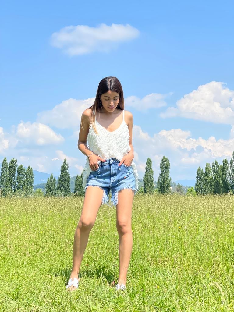 Shorts denim gioiello