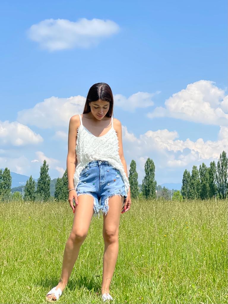 Shorts denim gioiello