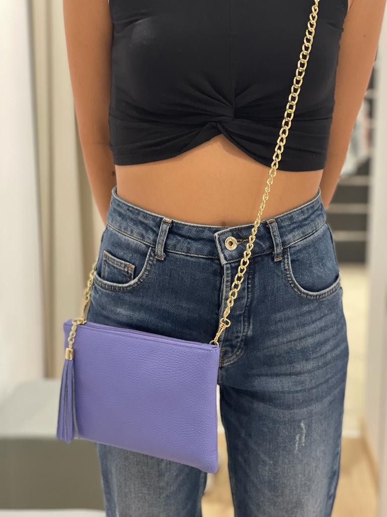 Mini pochette in vera pelle