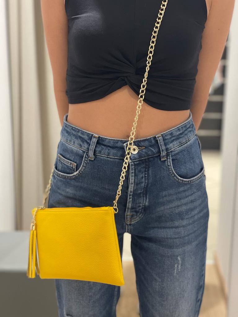Mini pochette in vera pelle