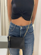 Mini pochette in vera pelle