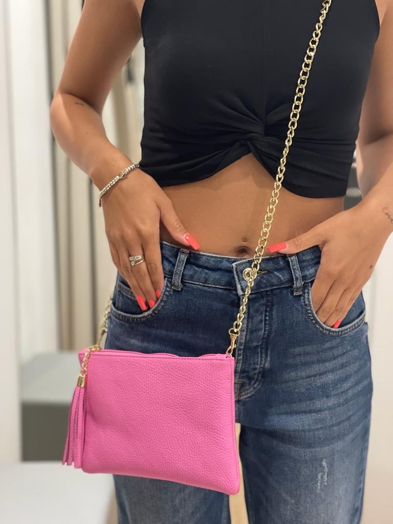 Mini pochette in vera pelle