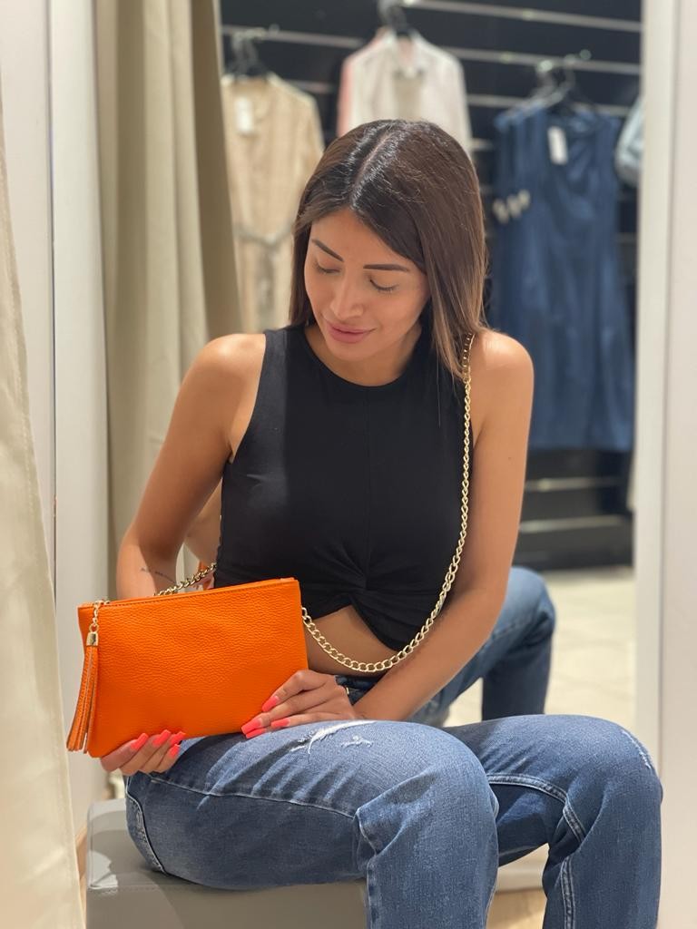 Mini pochette in vera pelle