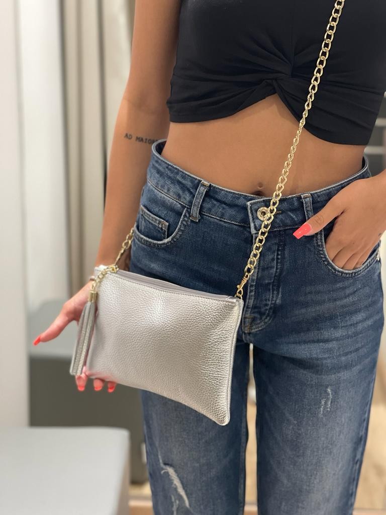 Mini pochette in vera pelle