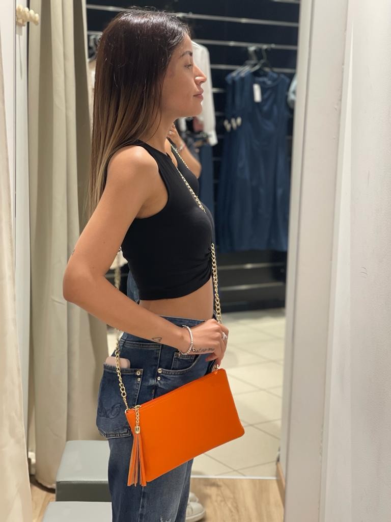 Mini pochette in vera pelle