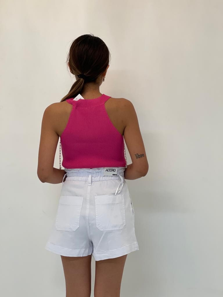 Shorts bianchi a vita alta