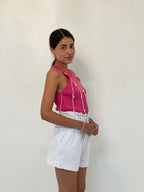 Shorts bianchi a vita alta