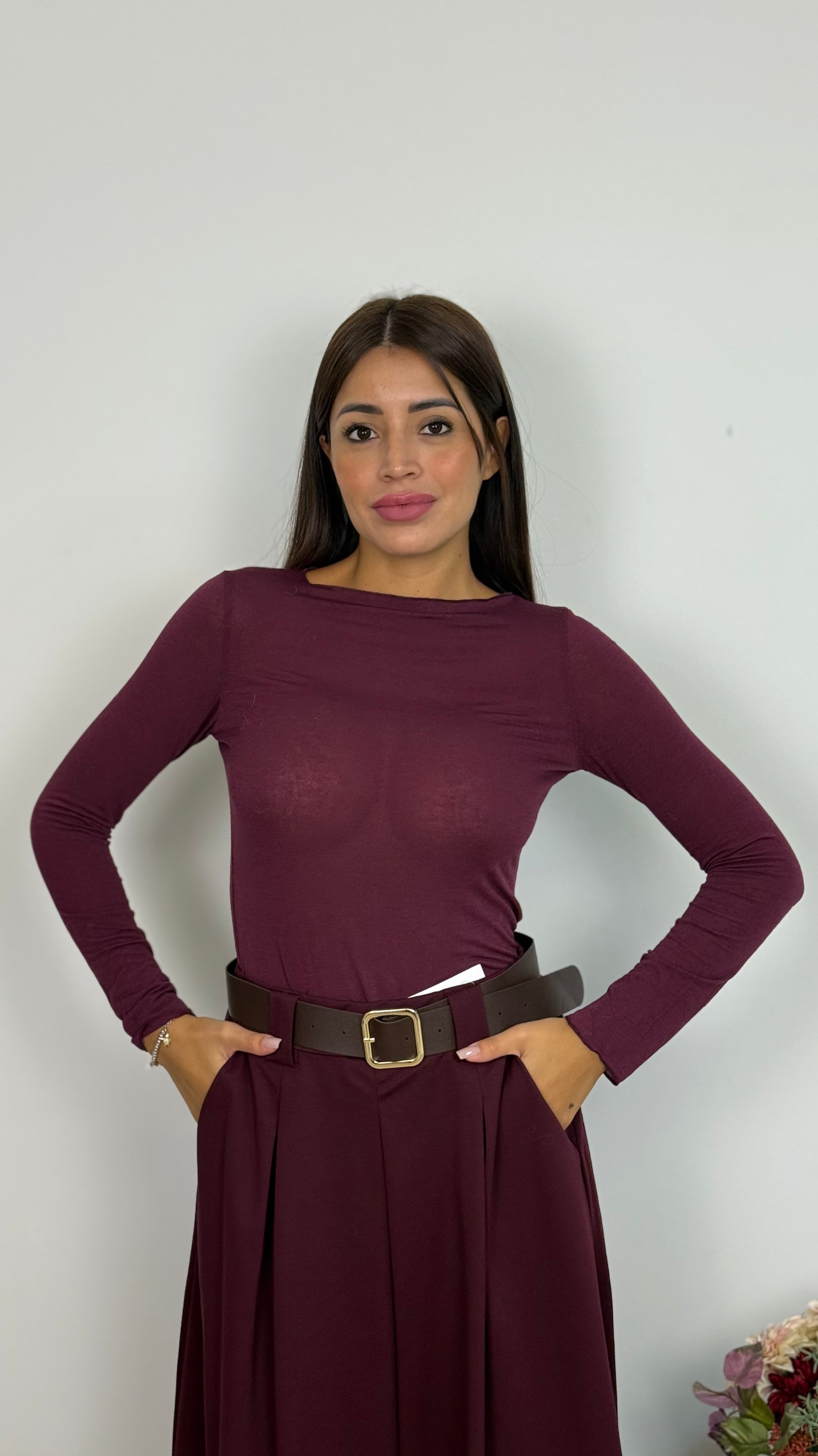 Maglietta girocollo con misto cashmere