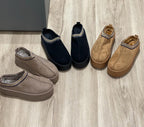 Pantofola platform con pelo