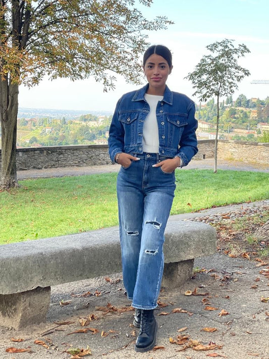 Giacca denim crop