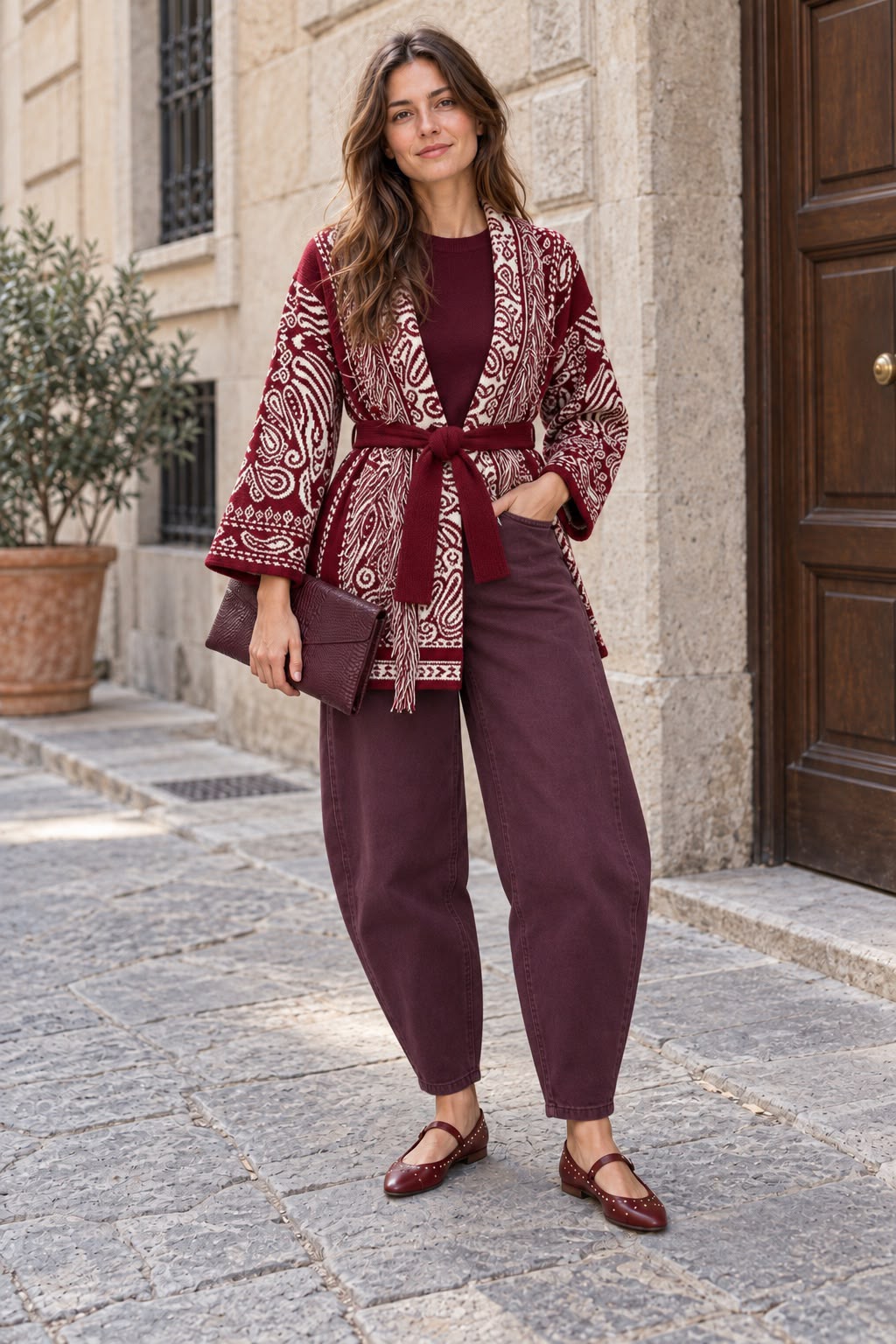 Cardigan Paisley con frange